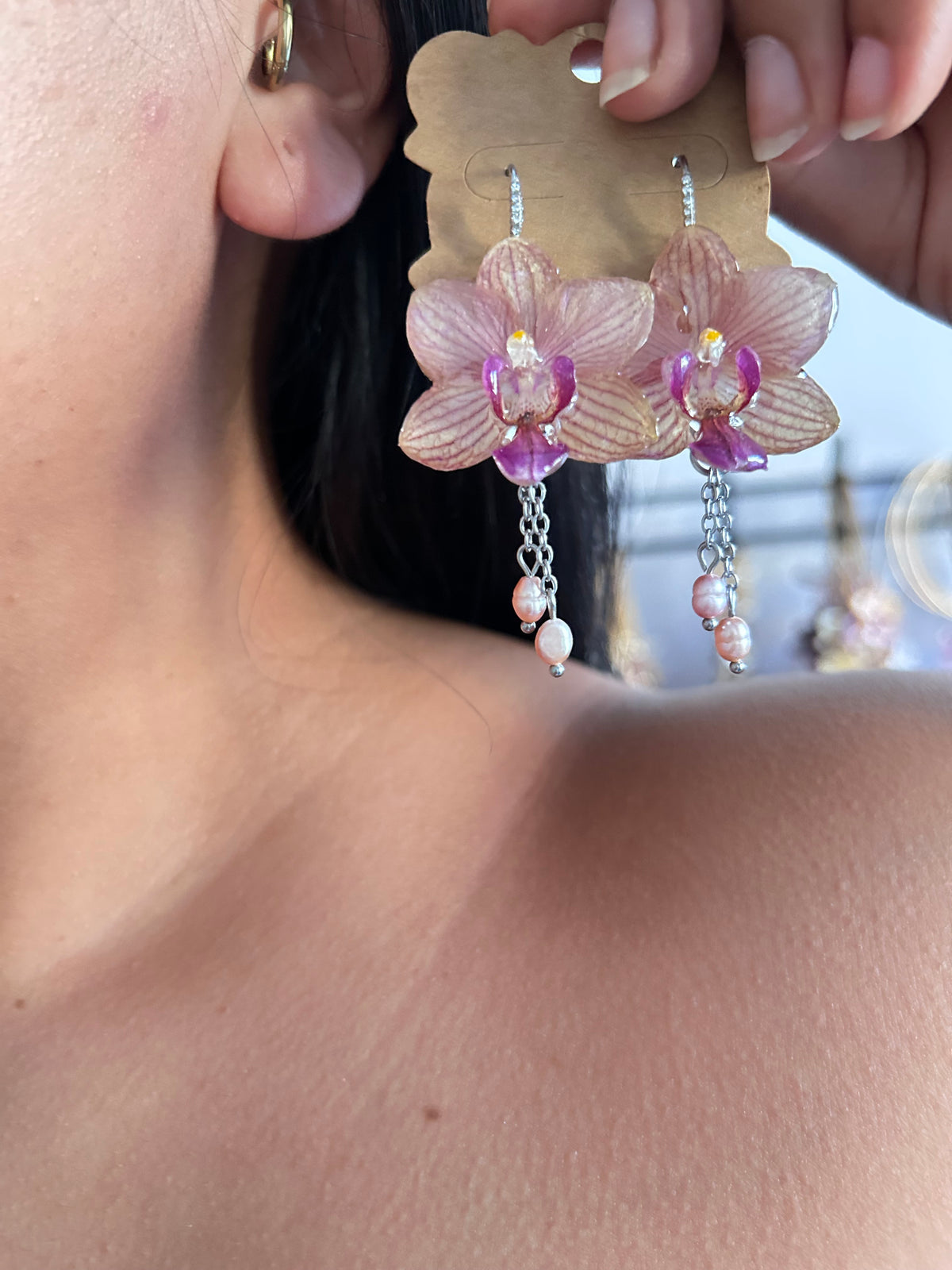 Pendientes Phalaenopsis mini silver