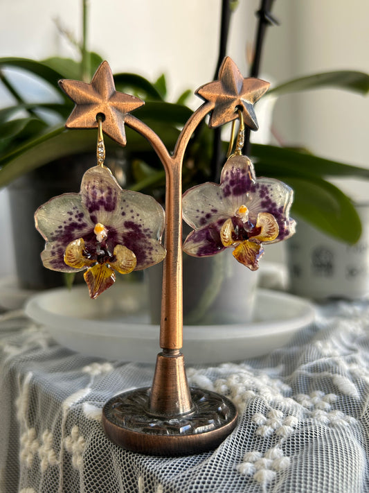 Mini orchid earrings