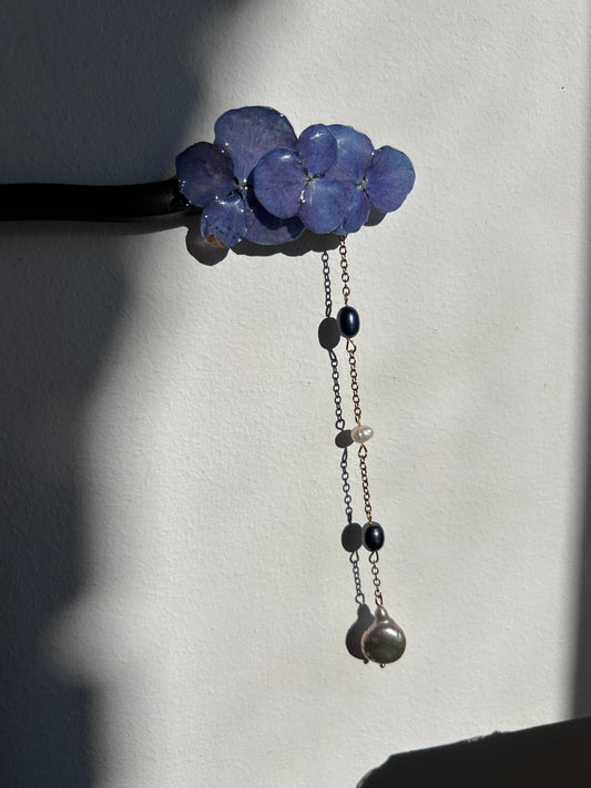 Palito oriental de hortensias azules