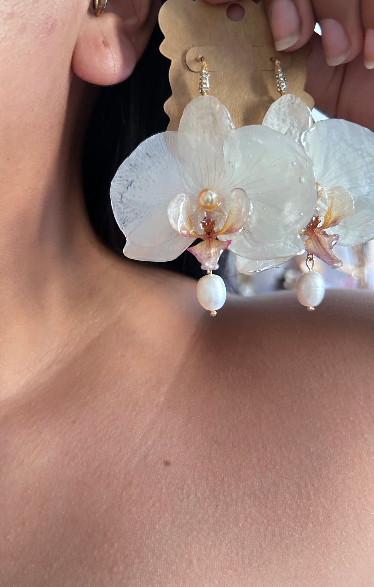 Pendientes Phalaenopsis white