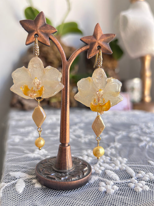 Pendientes orquídea gold