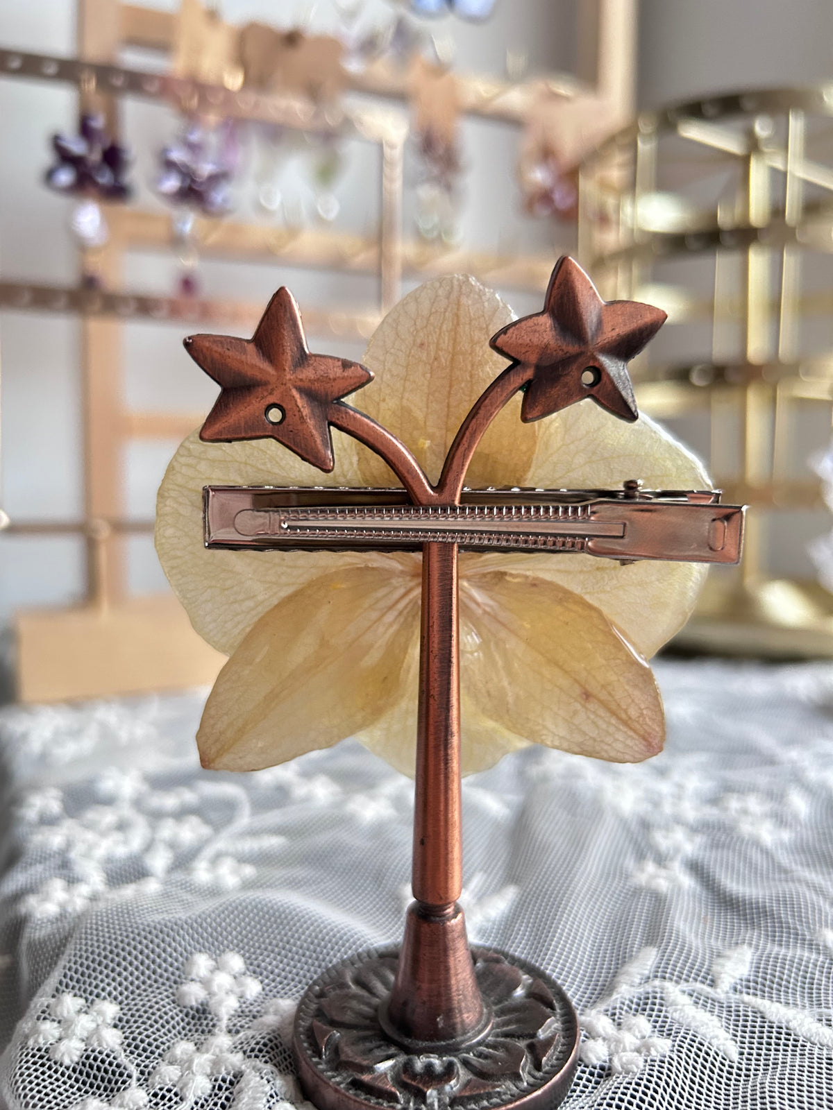 Hair clip Phalaenopsis Yellow