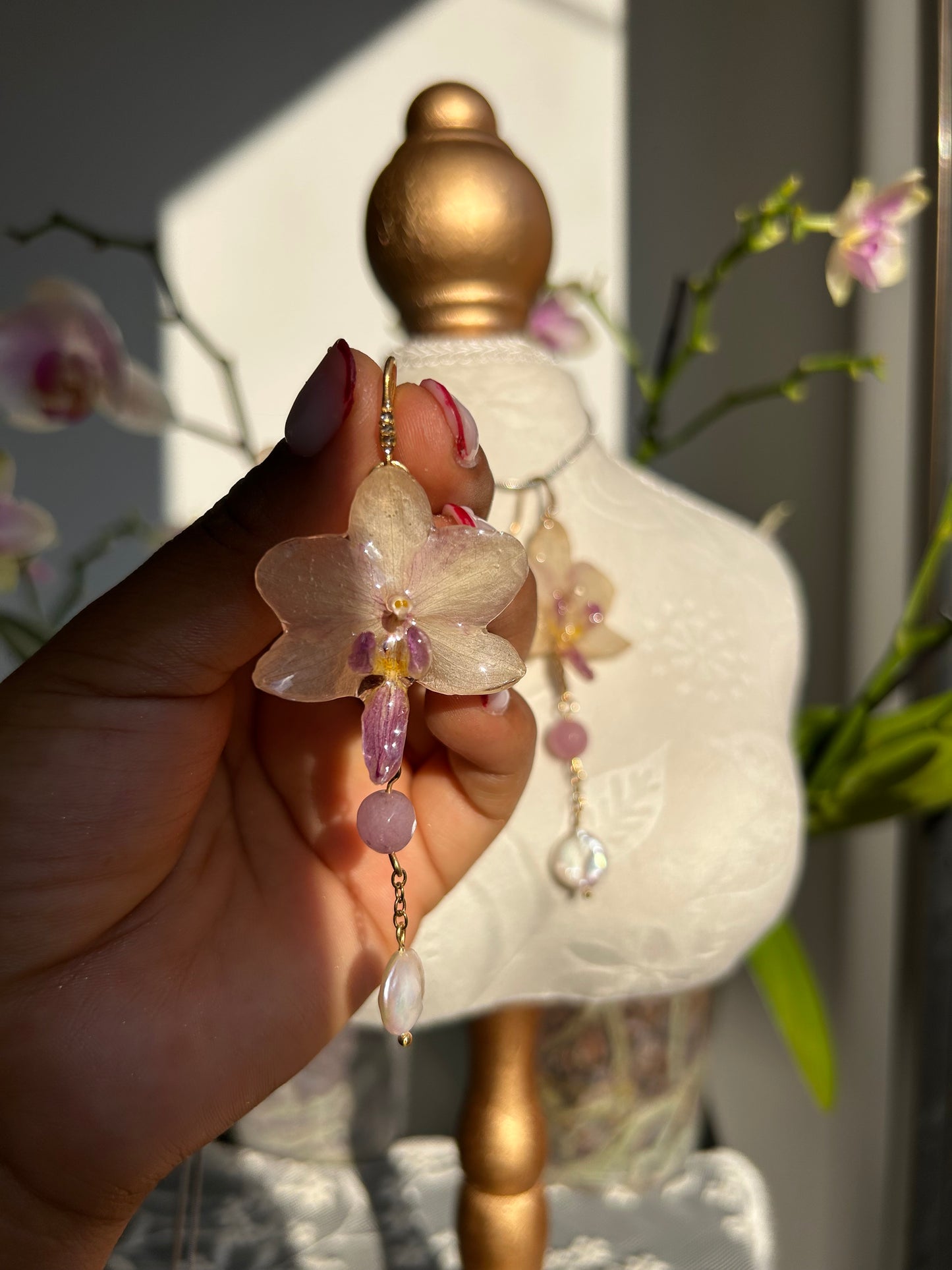 Princess orchid earrings