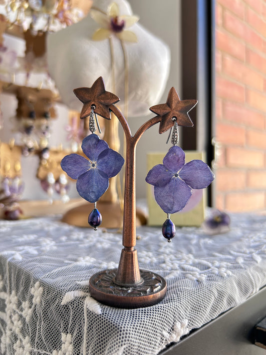 Pendientes Hortensias azules