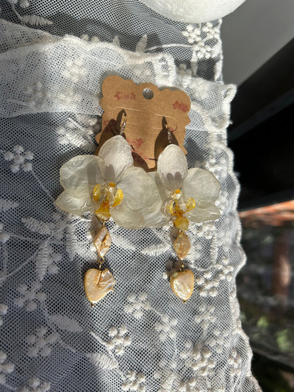 Golden orchid earrings