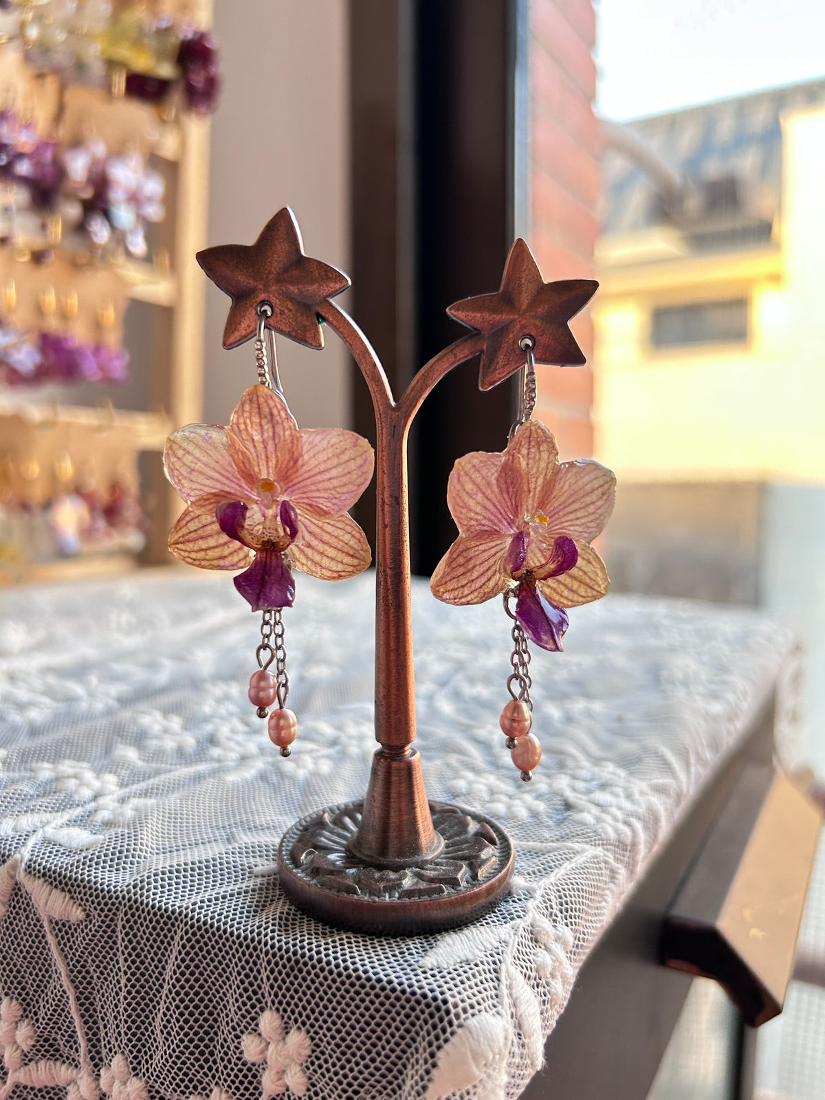 Pendientes Phalaenopsis mini silver
