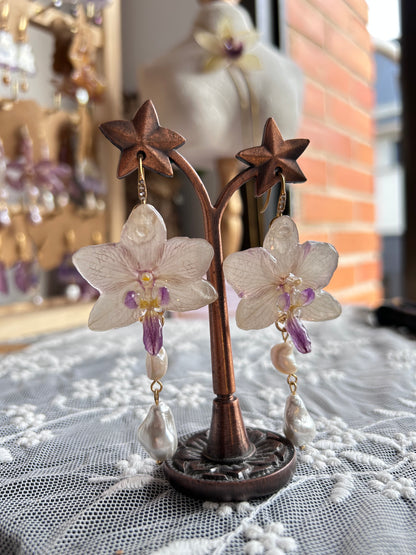 Pendientes orchid mini white