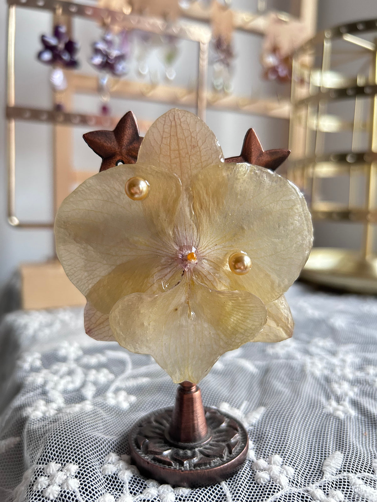 Hair clip Phalaenopsis Yellow