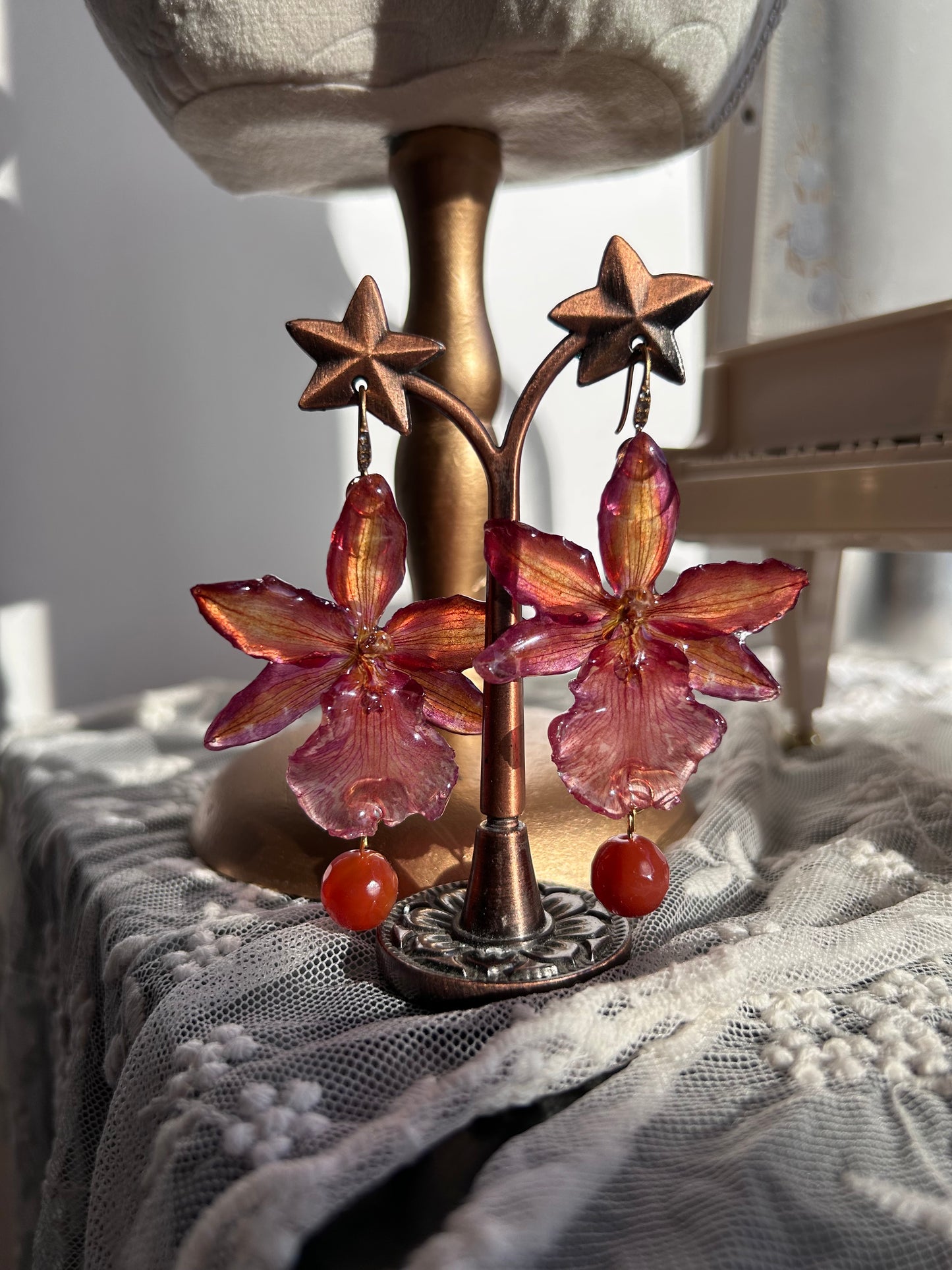 Cambria orchid earrings