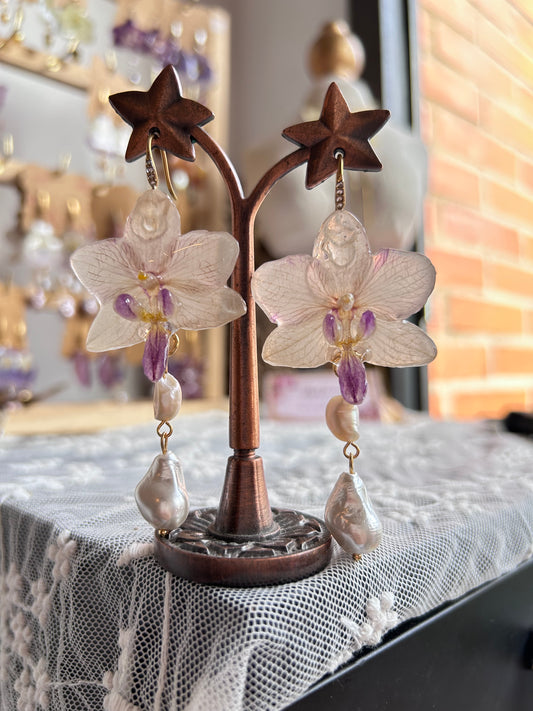 Pendientes orchid mini white