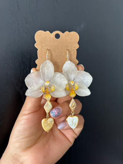 Golden orchid earrings