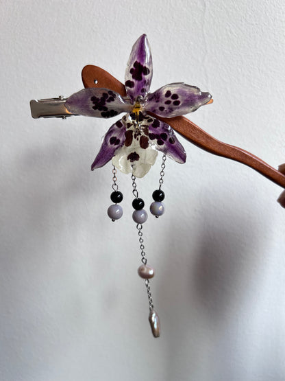 Hair clip exotic orchid