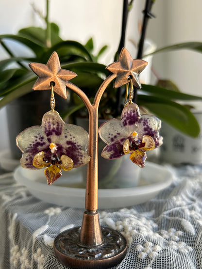 Mini orchid earrings