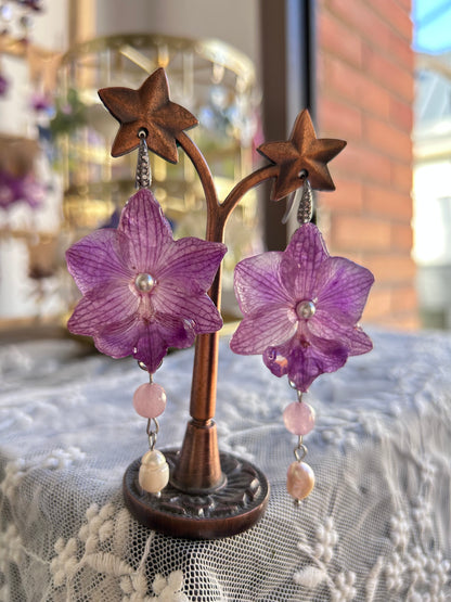 Mini lilac orchid earrings
