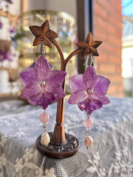 Mini lilac orchid earrings