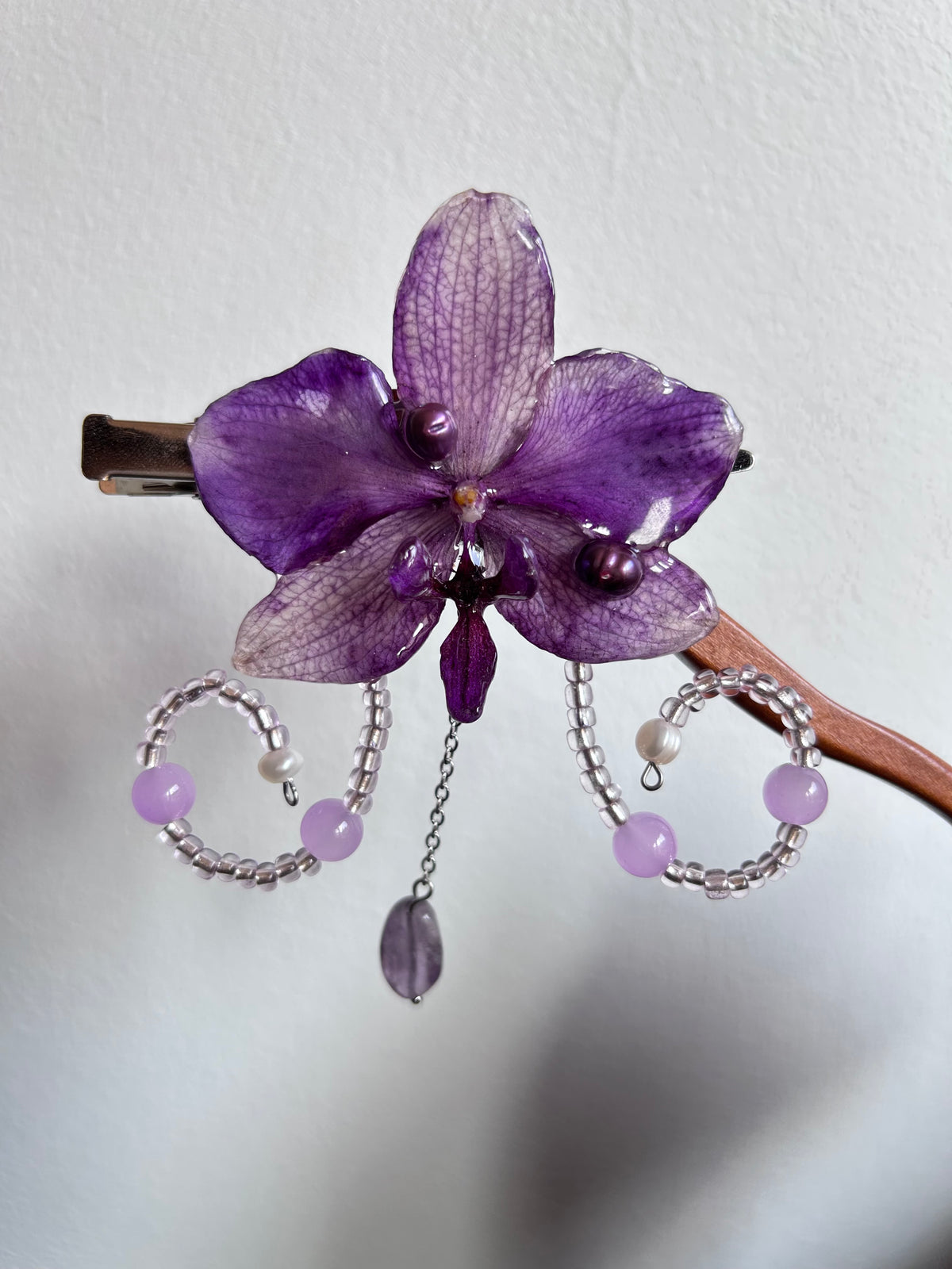 Hair clip Phalaenopsis purple