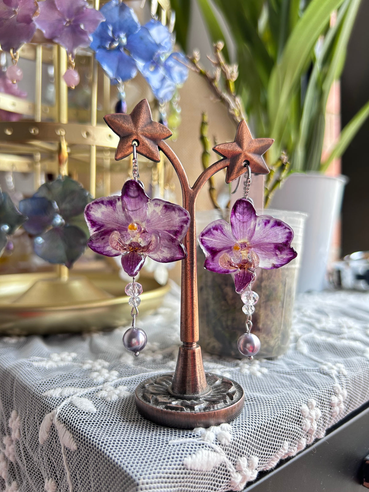 Pendientes orchid mini purple