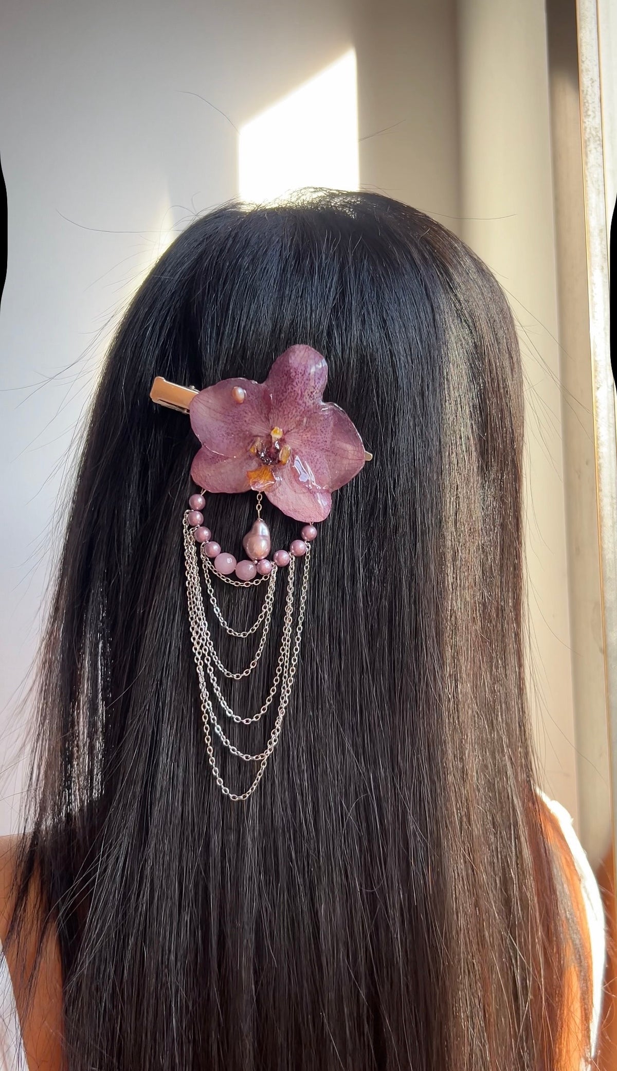 Hair clip Phalaenopsis pink