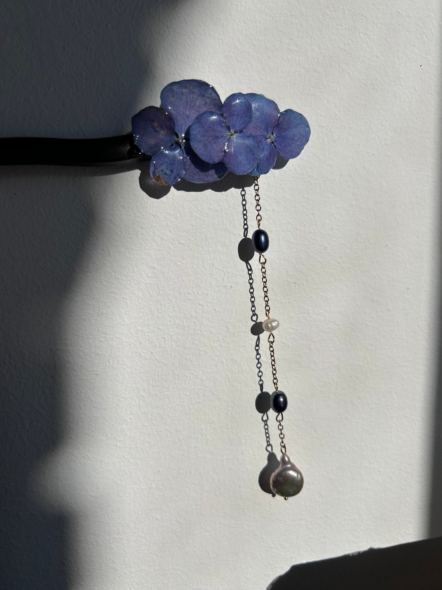 Palito oriental de hortensias azules