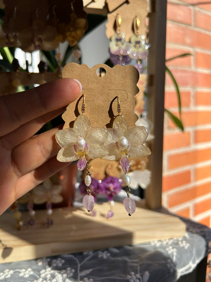 Pearl orchid earrings