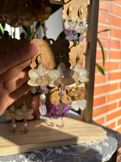 Mini white orchid earrings
