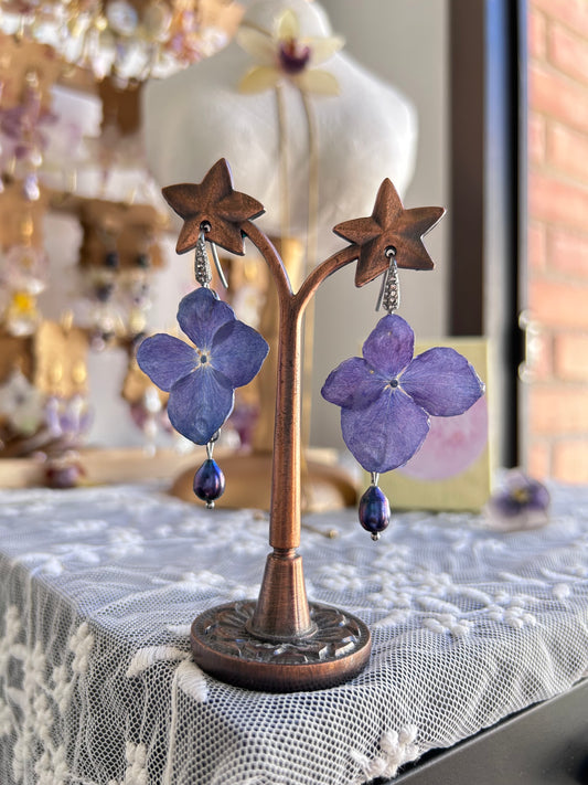 Pendientes Hortensias azules
