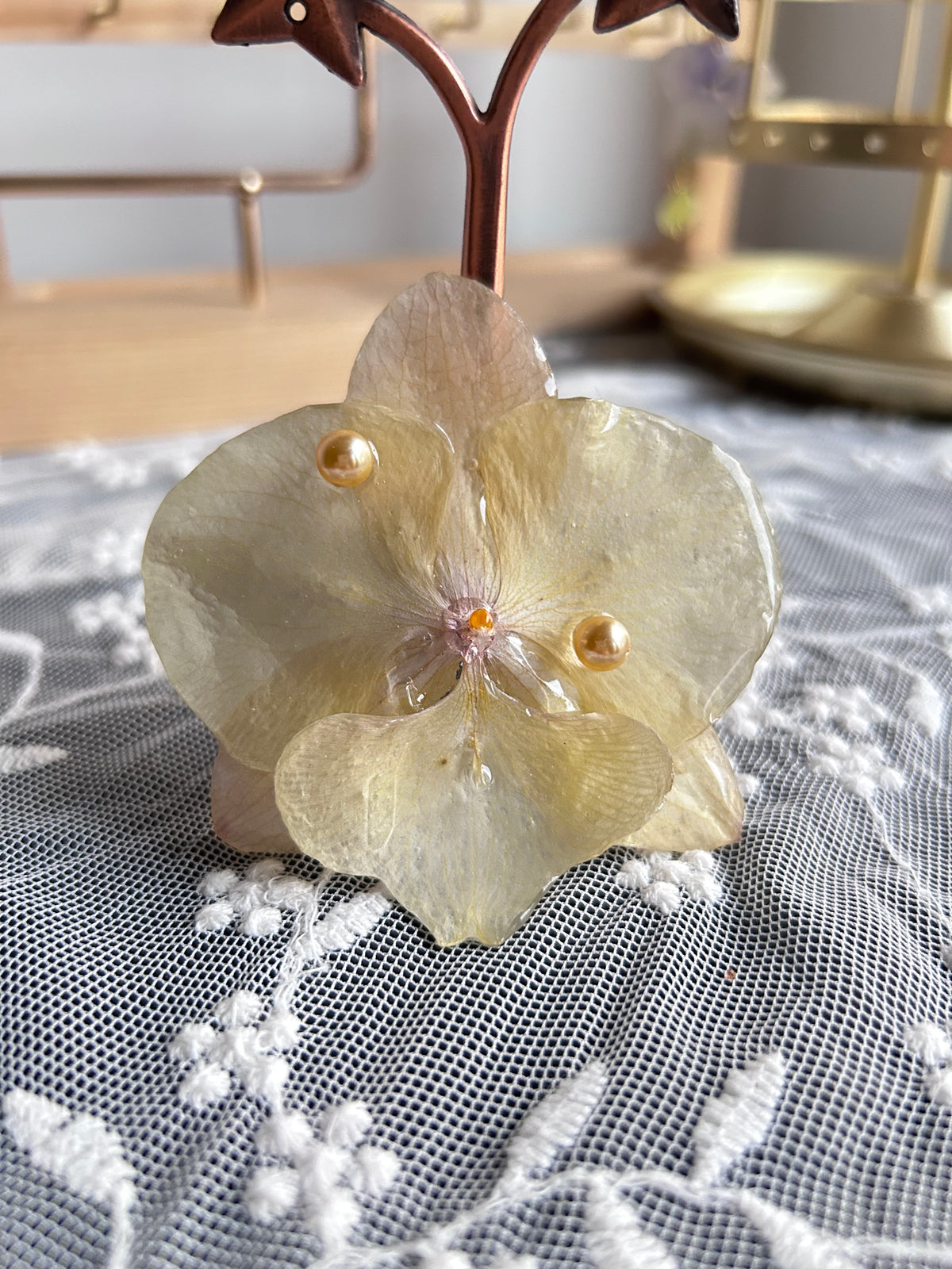 Hair clip Phalaenopsis Yellow