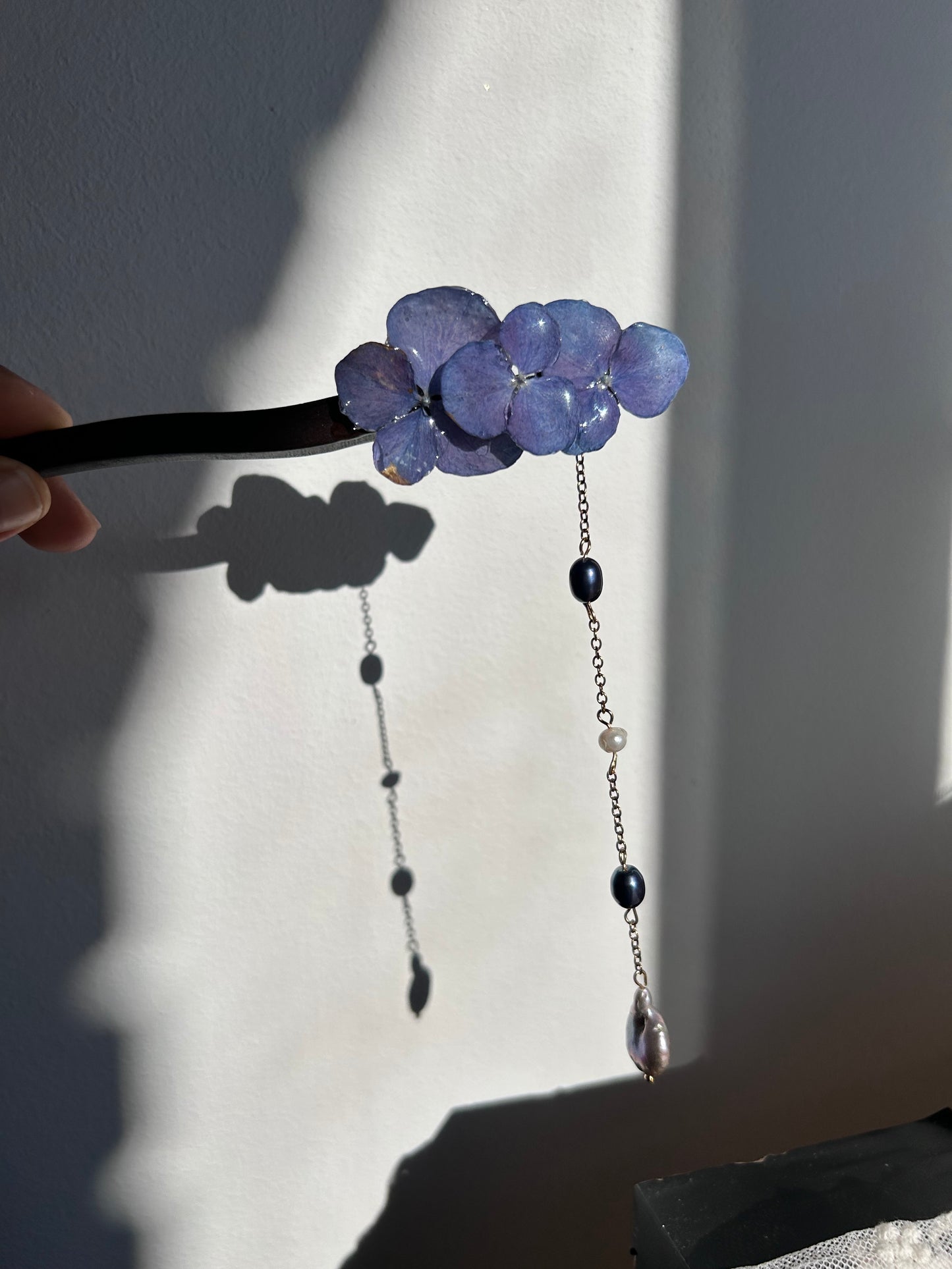 Palito oriental de hortensias azules