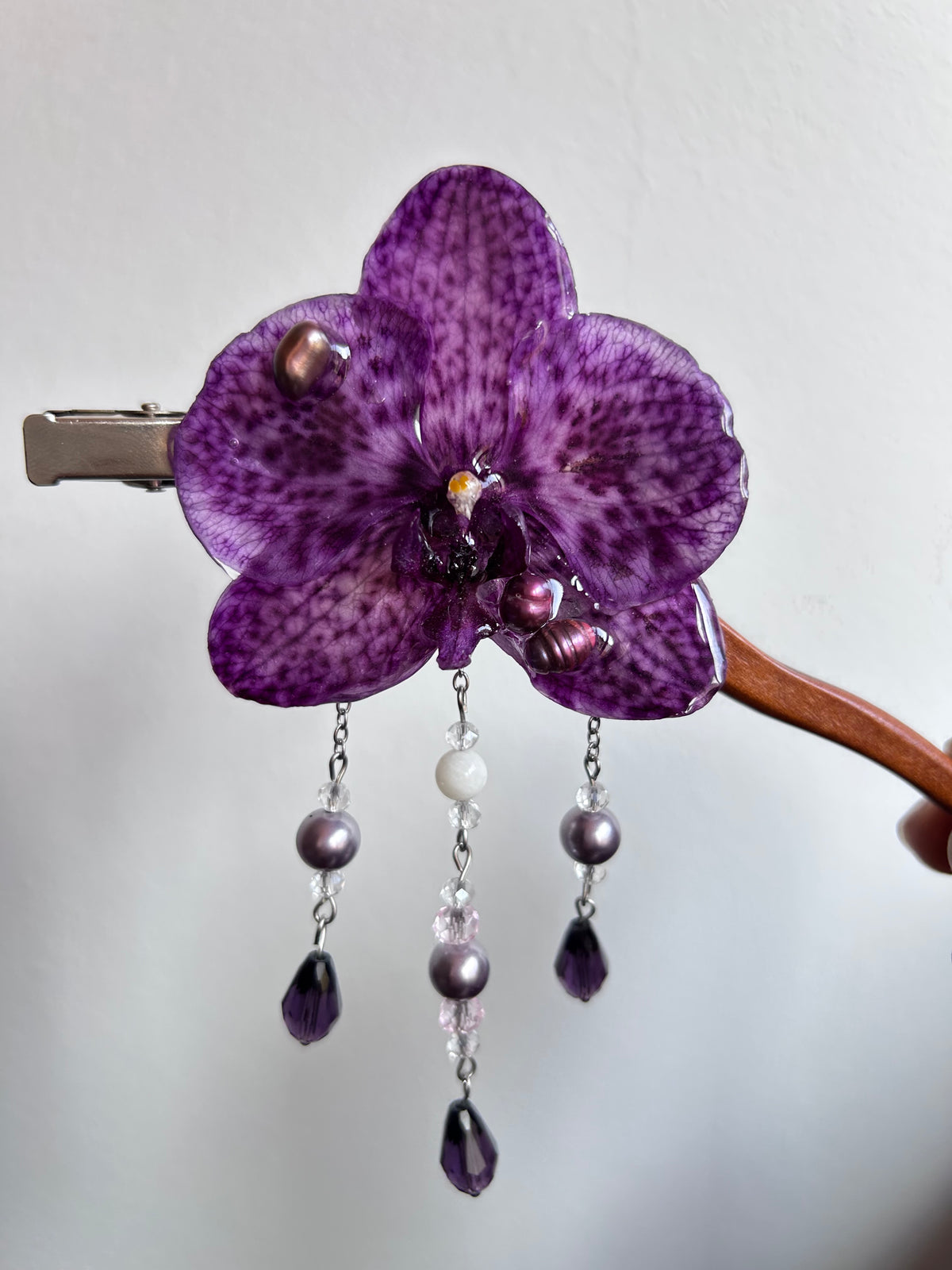 Hair clip Phalaenopsis Moteada