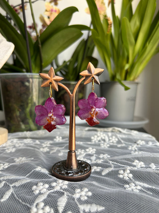 Fuchsia orchid earrings