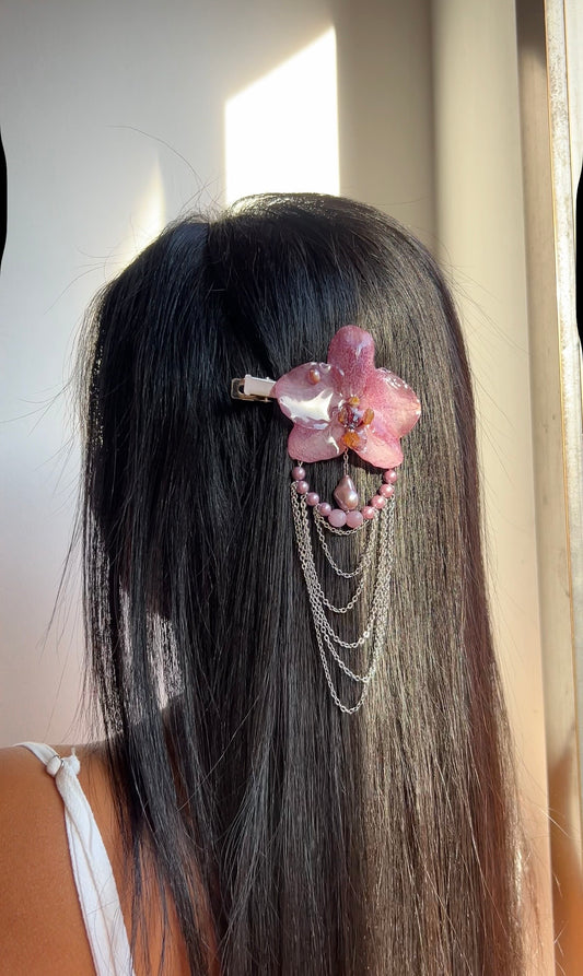 Hair clip Phalaenopsis pink