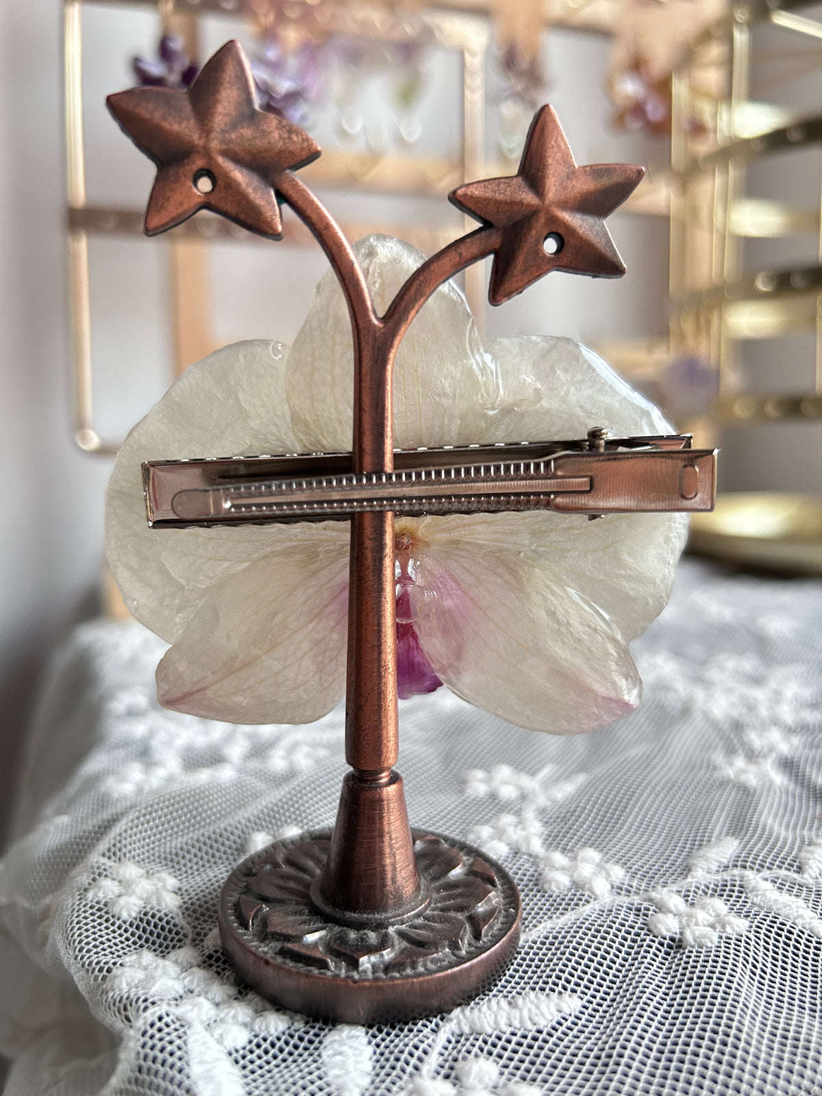 Hair clip Phalaenopsis white