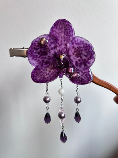 Hair clip Phalaenopsis Moteada