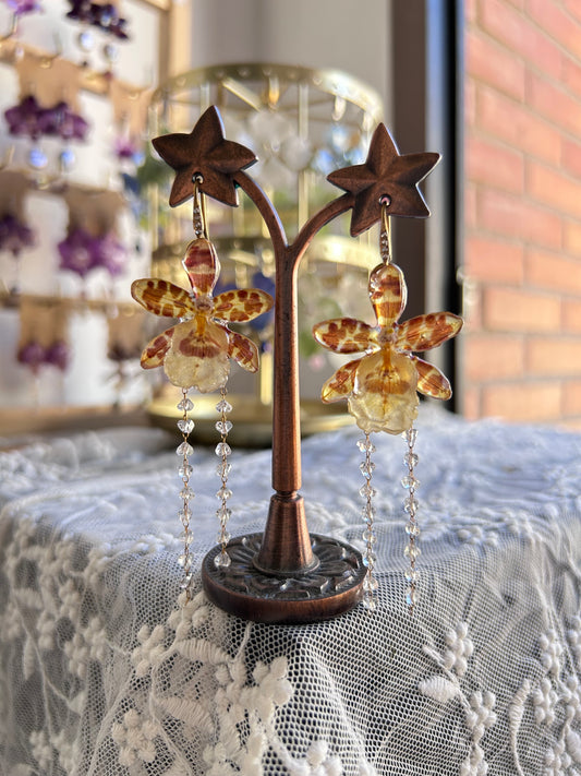 Exotic mini orchid earrings