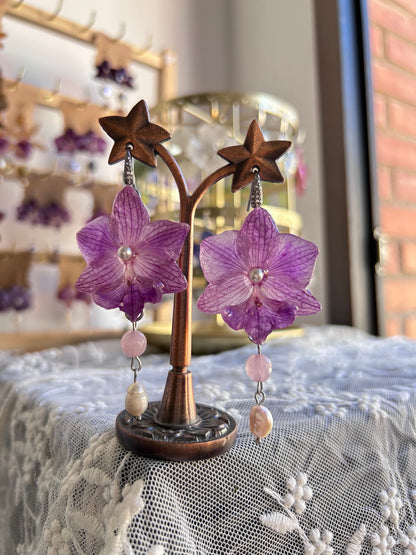 Mini lilac orchid earrings