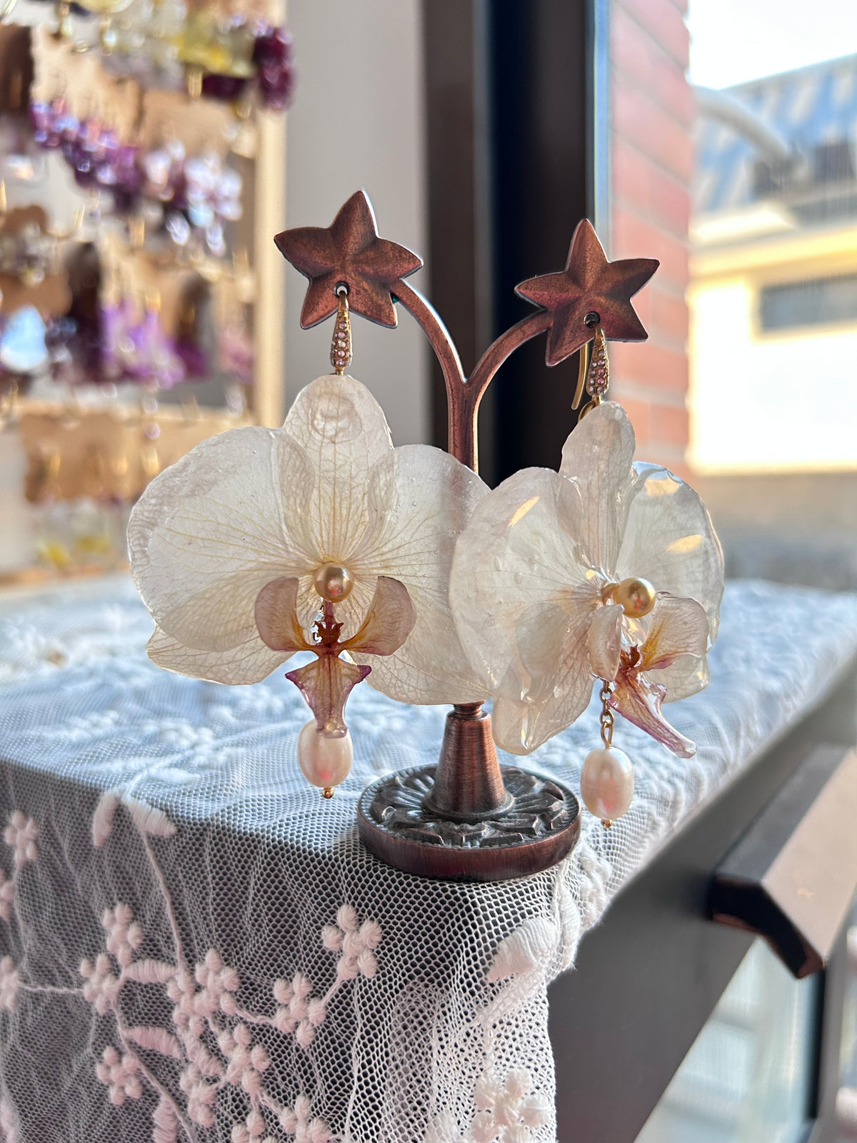 Pendientes Phalaenopsis white