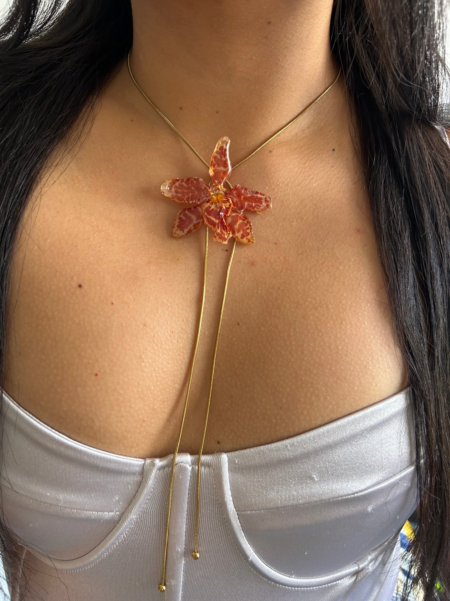Wild exotic orange orchid