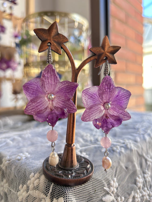 Mini lilac orchid earrings