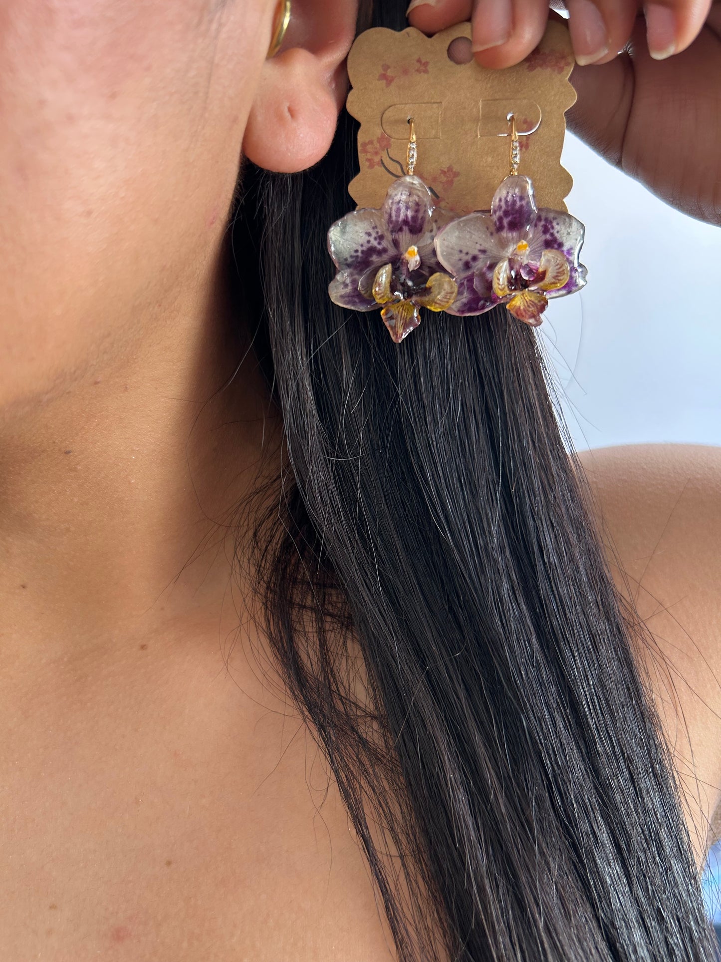 Mini orchid earrings