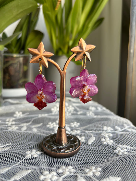 Fuchsia orchid earrings