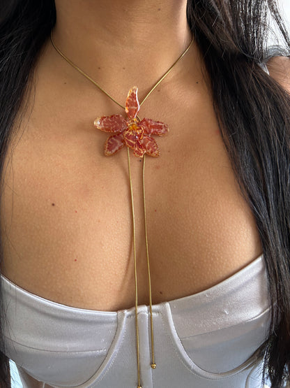Wild exotic orange orchid