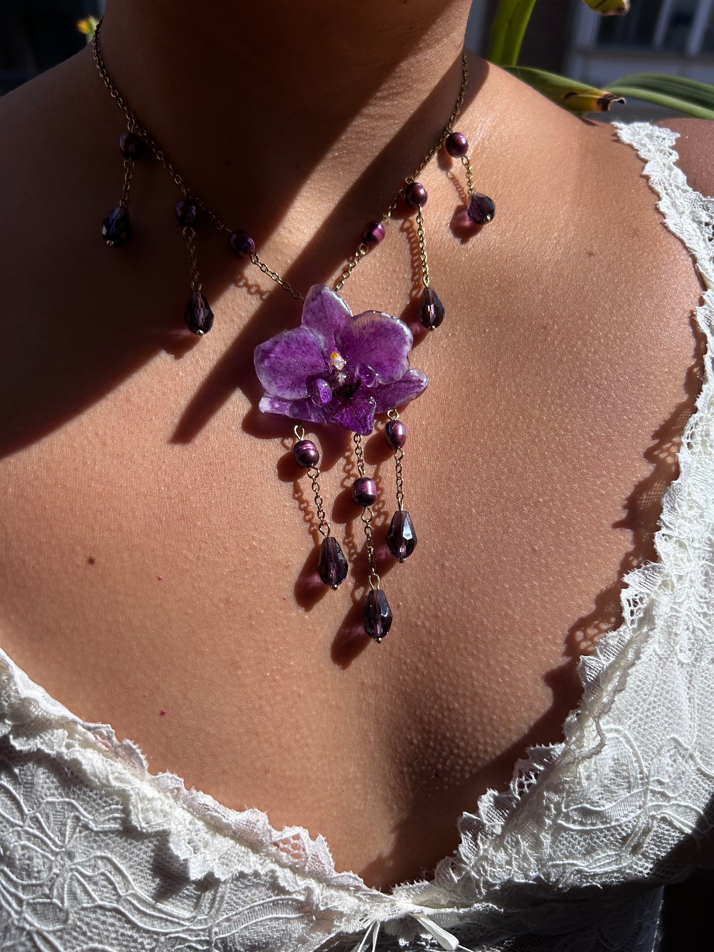 Shower of purple orchids