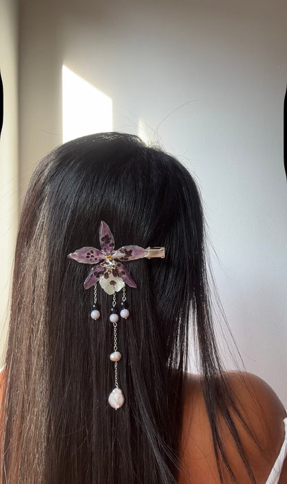 Hair clip exotic orchid