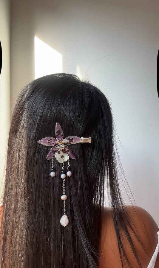 Hair clip exotic orchid
