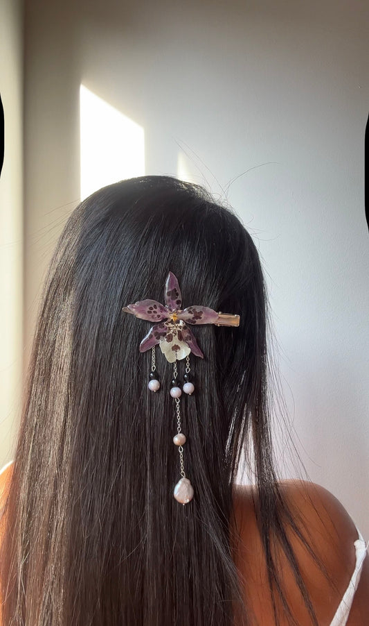 Hair clip exotic orchid
