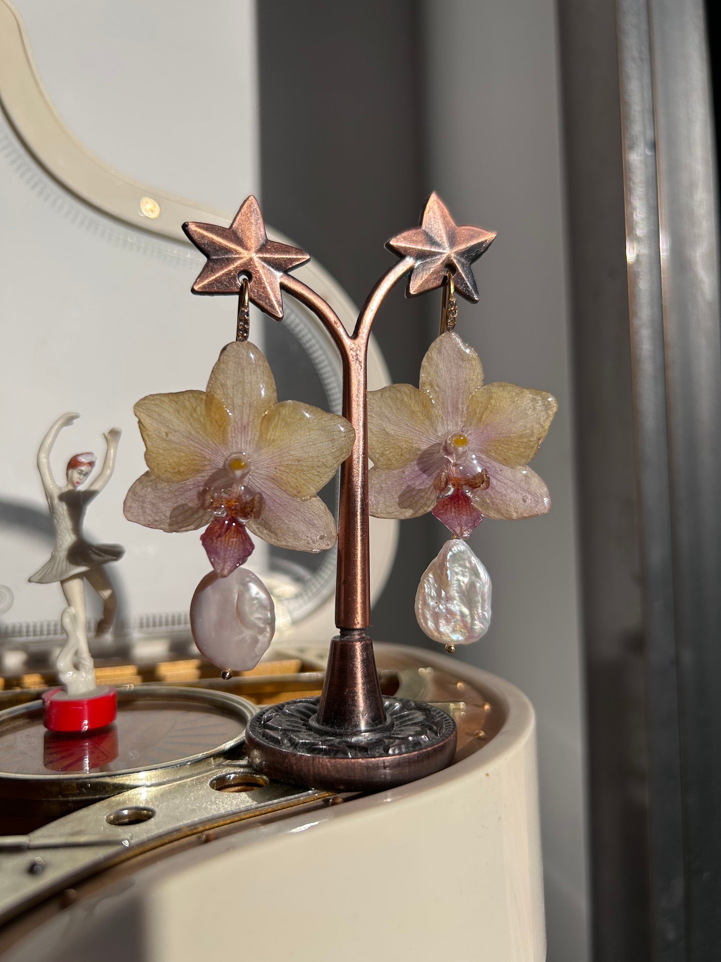 Pastel orchid earrings