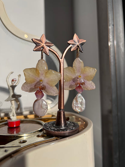Pastel orchid earrings