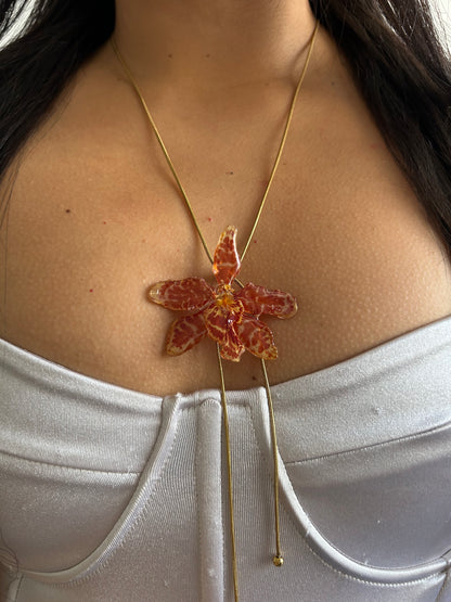 Wild exotic orange orchid