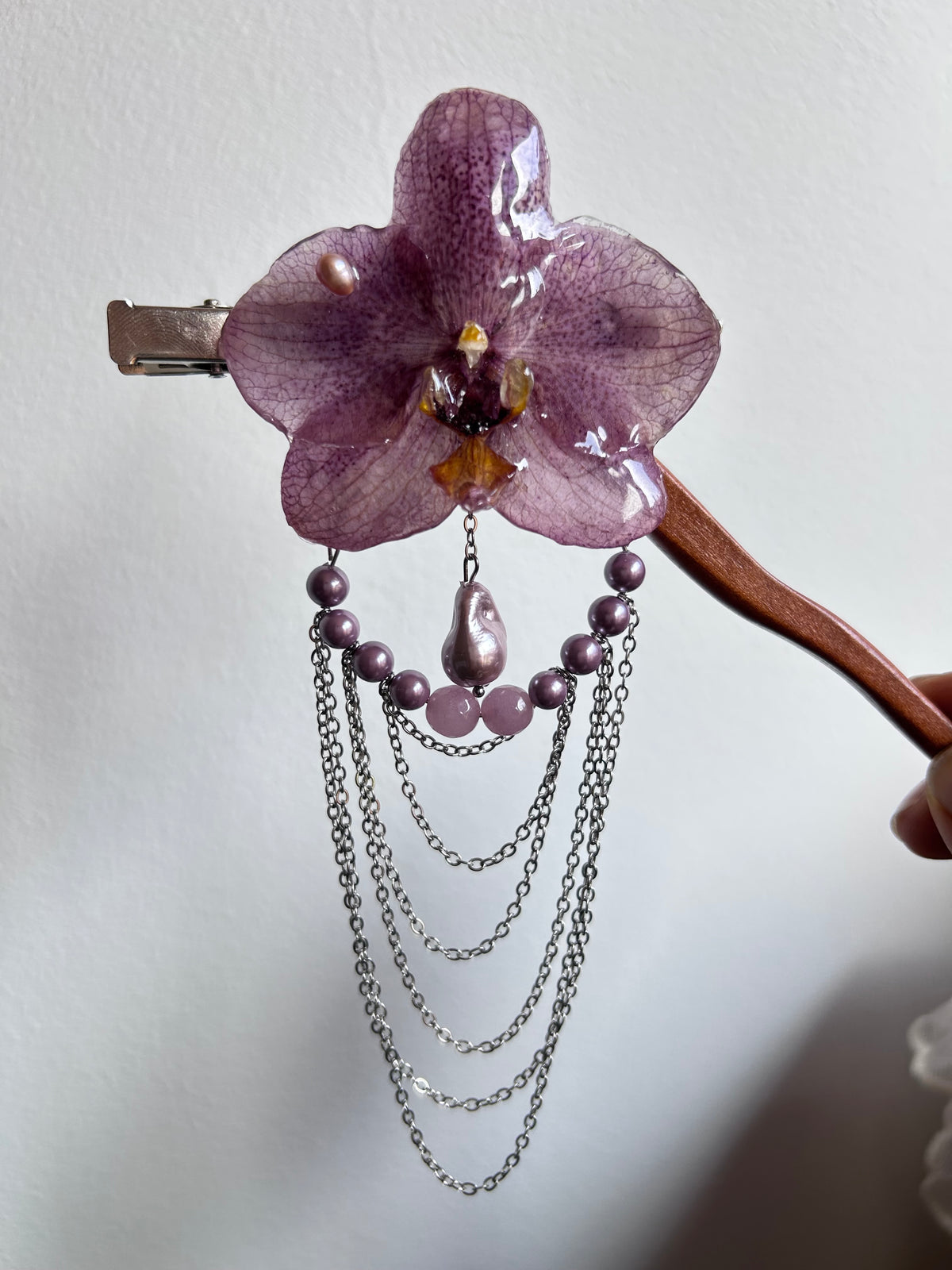 Hair clip Phalaenopsis pink