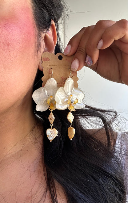 Golden orchid earrings